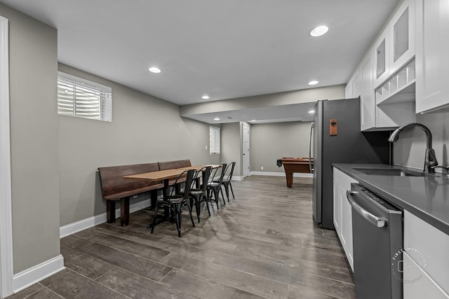 2027 Heatherstone Ct, Plainfield, IL 60586 - dining room featuring baseboards, recessed lighting, billiards table, and dark wood-style floors