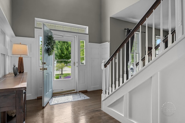 2027 Heatherstone Ct, Plainfield, IL 60586 - foyer entrance with a towering ceiling, healthy amount of natural light, wood finished floors, and stairs