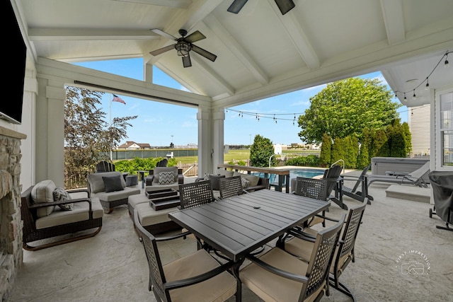 2027 Heatherstone Ct, Plainfield, IL 60586 - view of patio / terrace featuring an outdoor living space, a ceiling fan, and outdoor dining area