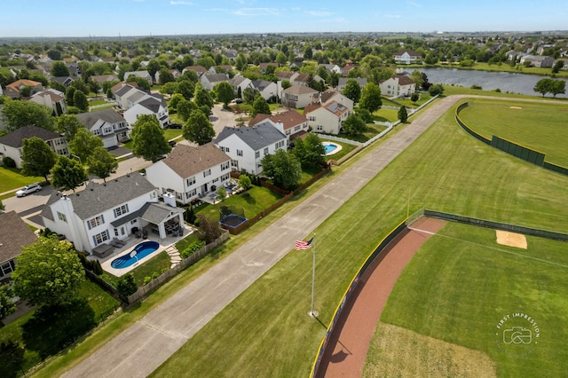 2027 Heatherstone Ct, Plainfield, IL 60586 - aerial view of residential area with a pool and a large body of water