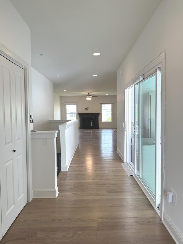9014 Gloucester Rd, Woodridge, IL 60517 - hall with wood finished floors, recessed lighting, and baseboards
