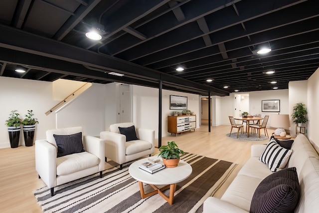 living area featuring light wood-type flooring