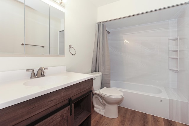 1425 Meghan Ave, Algonquin, IL 60102 - full bath with wood finished floors, toilet, vanity, and shower / tub combo with curtain
