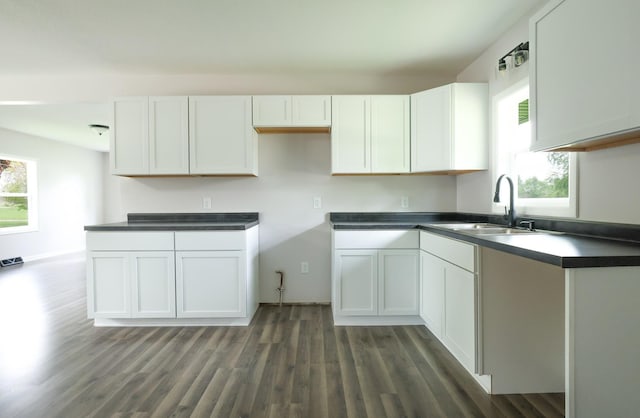 211 N Center St, Buda, IL 61314 - kitchen featuring a sink, plenty of natural light, and dark wood-style floors