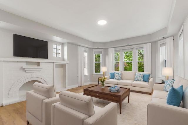 living area with light wood-type flooring