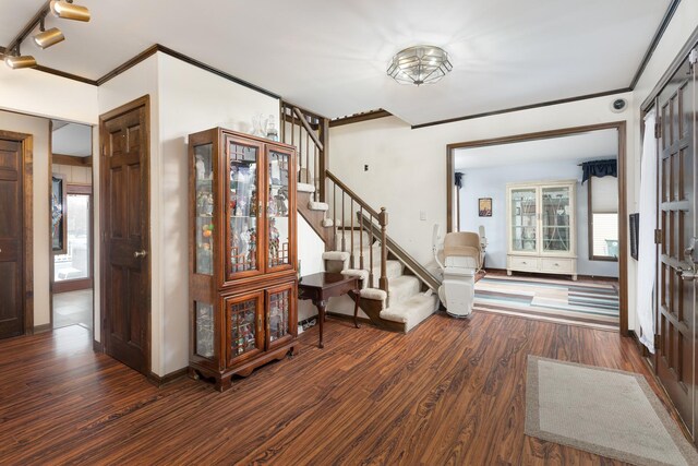 1352 Goldenrod Dr, Naperville, IL 60540 - entrance foyer featuring wood finished floors, stairway, and crown molding