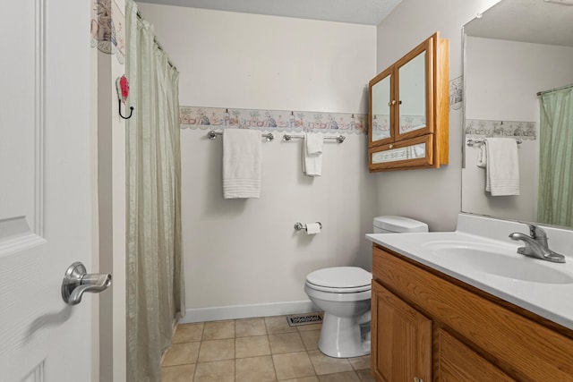 bathroom with tile patterned floors, toilet, and vanity