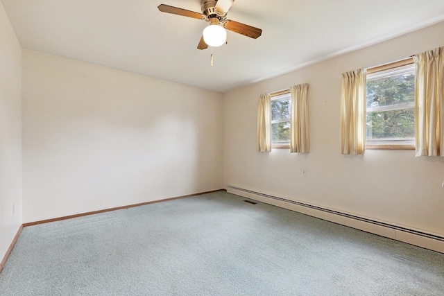 200 W Eisenhower St, Waterman, IL 60556 - carpeted spare room featuring ceiling fan, baseboards, and baseboard heating