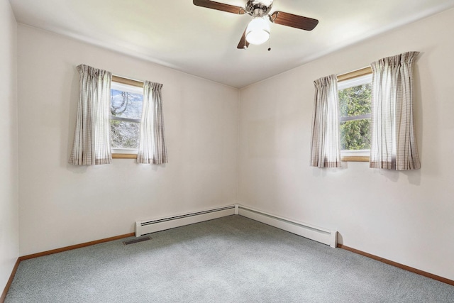 200 W Eisenhower St, Waterman, IL 60556 - carpeted spare room featuring baseboards, a ceiling fan, and visible vents