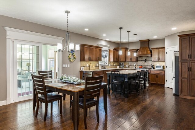 9760 Janel Dr, Bloomington, IL 61705 - dining room with dark wood-type flooring and recessed lighting