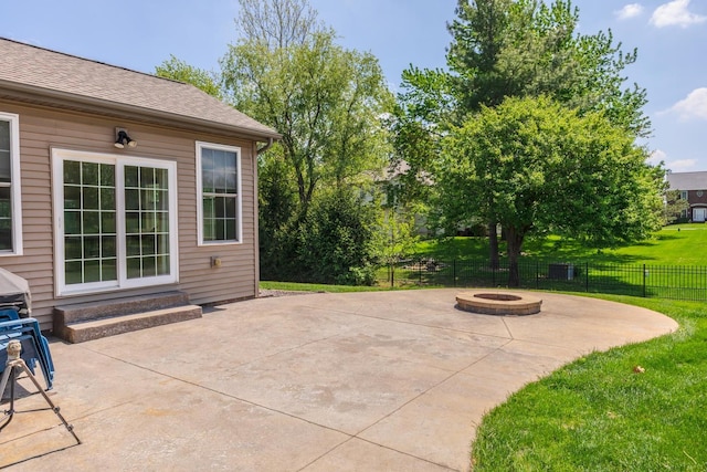 9760 Janel Dr, Bloomington, IL 61705 - view of patio featuring a fire pit