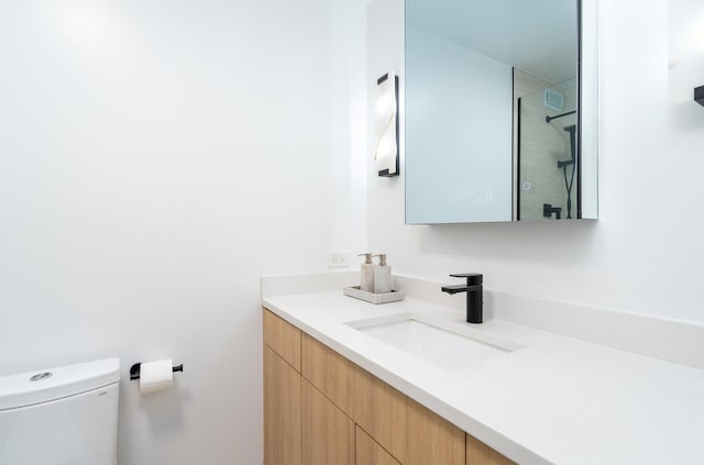 1560 N Sandburg Ter Unit 2506J, Chicago, IL 60610 - bathroom featuring vanity, toilet, and a shower