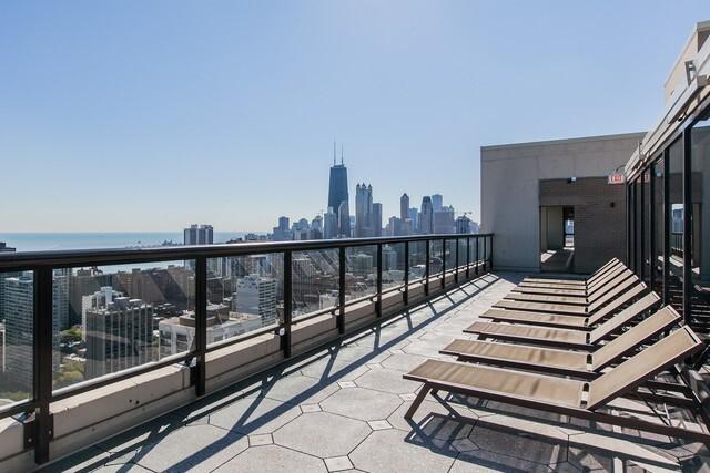 1560 N Sandburg Ter Unit 411J, Chicago, IL 60610 - balcony featuring a skyline view