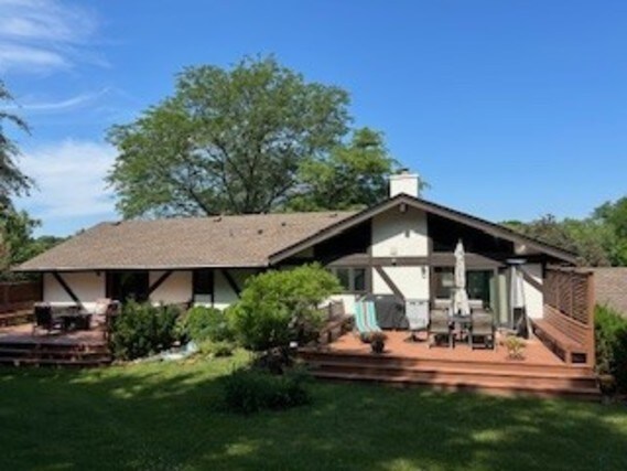 23105 N High Ridge Rd, Barrington, IL 60010 - rear view of property featuring a lawn and a wooden deck