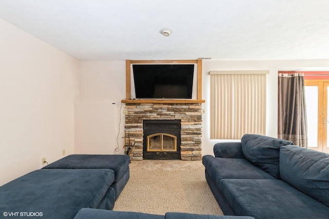 296 Regina Ln, Belvidere, IL 61008 - living room with carpet and a fireplace