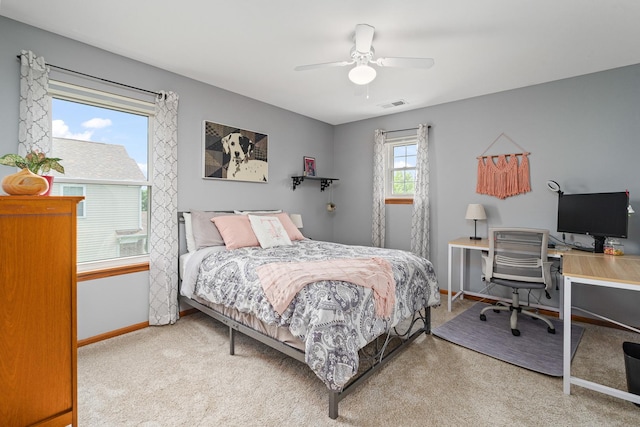 24210 Apple Creek Ln, Plainfield, IL 60586 - bedroom featuring baseboards, carpet flooring, a desk, and ceiling fan
