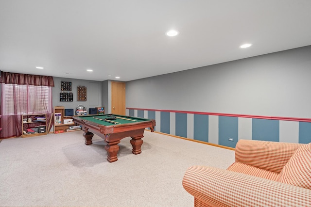 24210 Apple Creek Ln, Plainfield, IL 60586 - playroom featuring pool table, carpet flooring, and recessed lighting