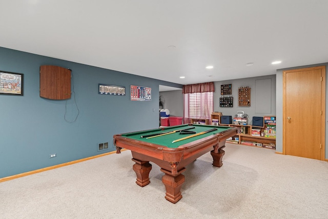 24210 Apple Creek Ln, Plainfield, IL 60586 - playroom featuring carpet floors, pool table, baseboards, and recessed lighting
