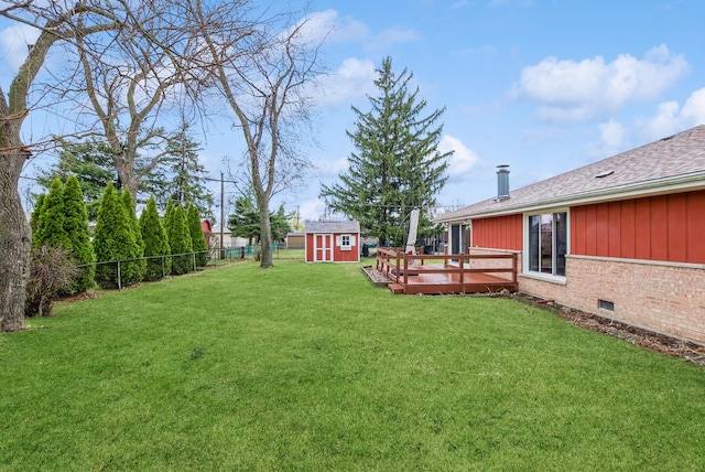 10756 Mason Ave, Chicago Ridge, IL 60415 - view of yard featuring a fenced backyard, a deck, a shed, and an outdoor structure