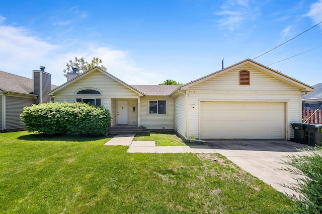 913 W Eads St, Urbana, IL 61801 - single story home with a front yard, concrete driveway, and a garage