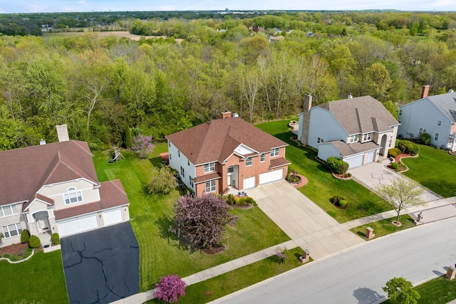 405 Lela Ln, Bartlett, IL 60103 - aerial perspective of suburban area featuring a heavily wooded area