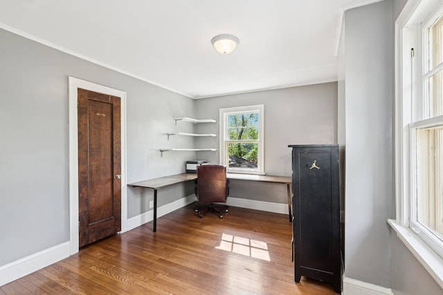 2141 Evans Rd, Flossmoor, IL 60422 - office space featuring wood finished floors, ornamental molding, and baseboards
