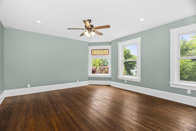 827 Madison St, Evanston, IL 60202 - empty room featuring plenty of natural light, baseboards, wood finished floors, and recessed lighting