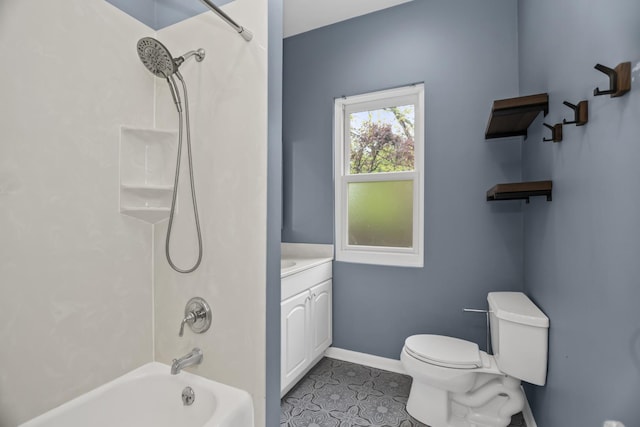 827 Madison St, Evanston, IL 60202 - bathroom featuring toilet, vanity, shower / tub combination, tile patterned floors, and baseboards