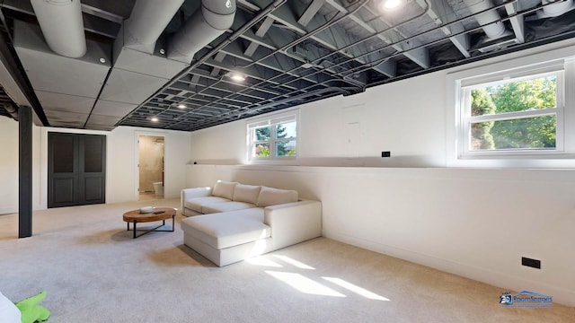 view of carpeted living area