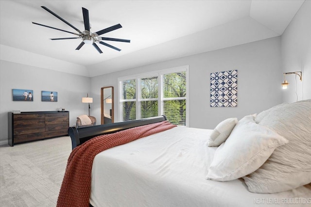 bedroom with carpet floors and a ceiling fan