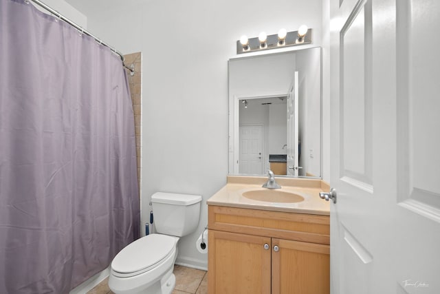 758 W 15th St Unit 3A, Chicago, IL 60607 - bathroom featuring vanity, tile patterned flooring, toilet, and a shower with curtain