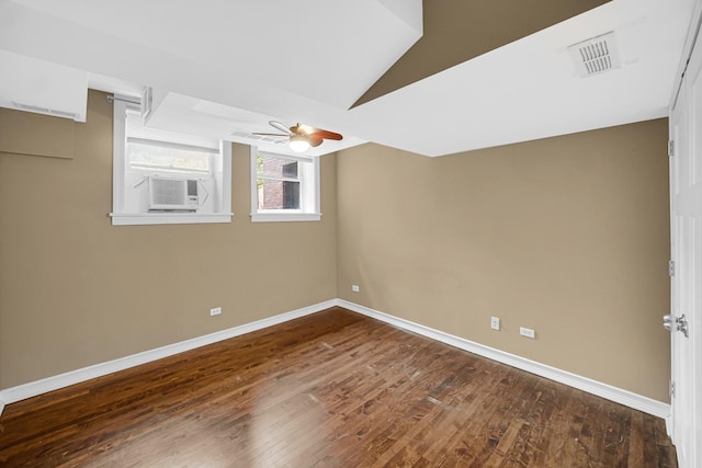 5656 S Dorchester Ave Unit B, Chicago, IL 60637 - spare room with ceiling fan, cooling unit, hardwood / wood-style floors, and vaulted ceiling