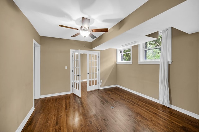 5656 S Dorchester Ave Unit B, Chicago, IL 60637 - unfurnished room featuring french doors, hardwood / wood-style flooring, and ceiling fan