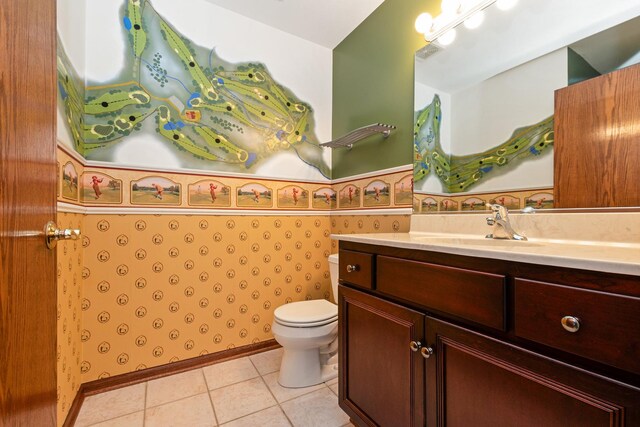 6248 Misty Pines Dr Unit 4, Tinley Park, IL 60477 - full bath featuring toilet, tile patterned floors, vanity, and wainscoting