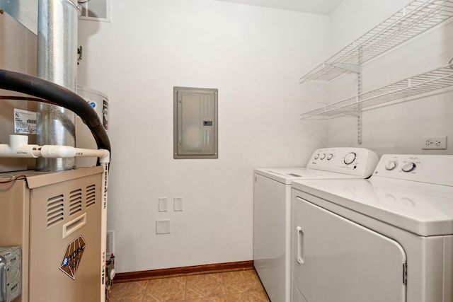 6248 Misty Pines Dr Unit 4, Tinley Park, IL 60477 - washroom with washer and dryer, electric panel, baseboards, heating unit, and light tile patterned floors