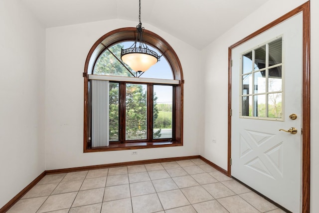 6248 Misty Pines Dr Unit 4, Tinley Park, IL 60477 - entryway with vaulted ceiling, light tile patterned floors, and baseboards