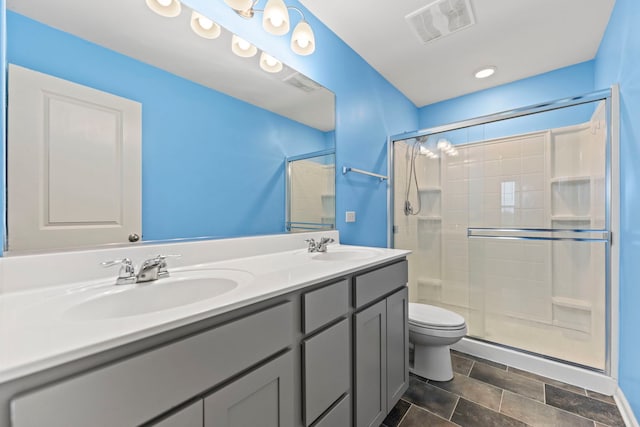 2344 Alison Ave, Pingree Grove, IL 60140 - full bath featuring toilet, double vanity, and a shower stall