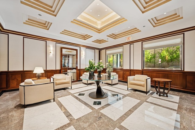 132 E Delaware Pl Unit 4901, Chicago, IL 60611 - building lobby with crown molding, coffered ceiling, and a decorative wall