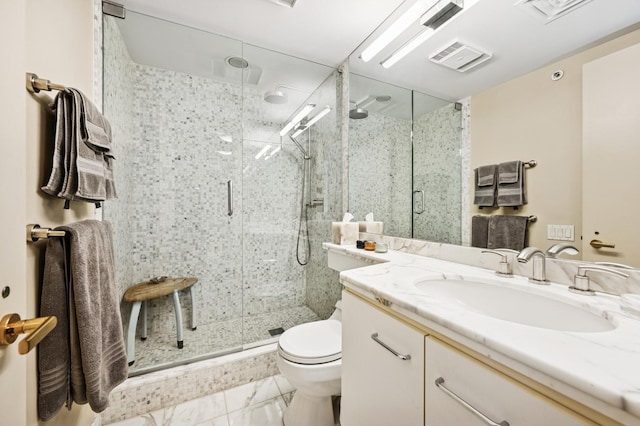 132 E Delaware Pl Unit 4901, Chicago, IL 60611 - full bath featuring toilet, vanity, marble finish flooring, and a shower stall