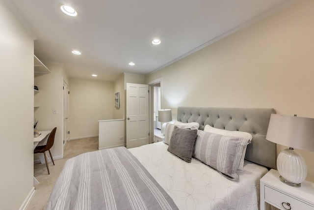 215 W Concord Ln, Chicago, IL 60614 - bedroom with recessed lighting, light colored carpet, baseboards, and crown molding