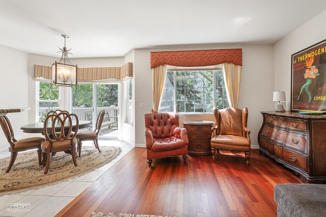 1254 Townes Cir, Aurora, IL 60502 - living area with hardwood / wood-style floors and a chandelier