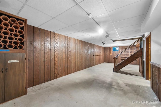 50 Southgate Crse, Saint Charles, IL 60174 - finished basement featuring wood walls, stairs, and a drop ceiling