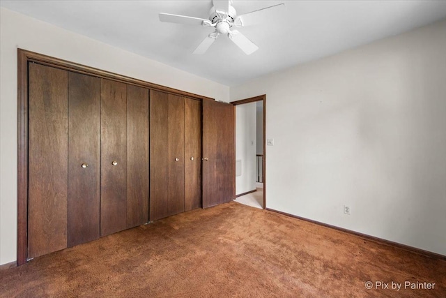 50 Southgate Crse, Saint Charles, IL 60174 - unfurnished bedroom with carpet floors, a closet, baseboards, and a ceiling fan