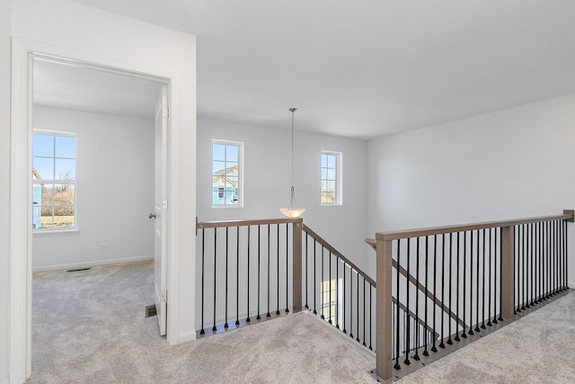 32009 Savannah Dr, Lakemoor, IL 60051 - corridor featuring baseboards, carpet flooring, an upstairs landing, and visible vents