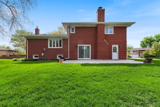 15325 Walnut Rd, Oak Forest, IL 60452 - rear view of property featuring a chimney, a patio, and brick siding