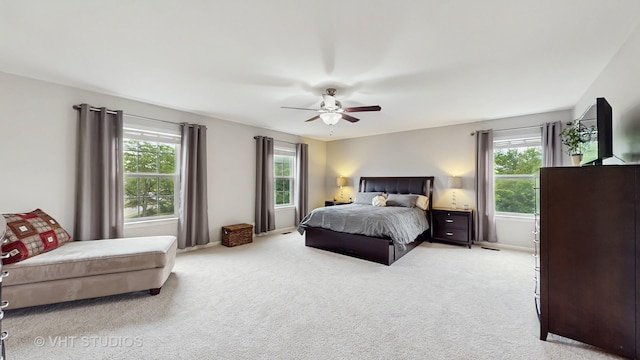 3756 Innesbrook Ct, Algonquin, IL 60102 - bedroom with multiple windows, light colored carpet, ceiling fan, and baseboards