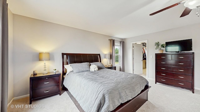 3756 Innesbrook Ct, Algonquin, IL 60102 - bedroom with light carpet, a spacious closet, a ceiling fan, a closet, and baseboards