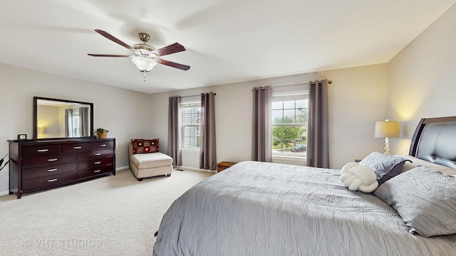 3756 Innesbrook Ct, Algonquin, IL 60102 - bedroom with light colored carpet, ceiling fan, and baseboards