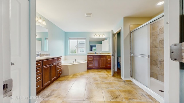 3756 Innesbrook Ct, Algonquin, IL 60102 - full bath with a bath, a stall shower, and two vanities