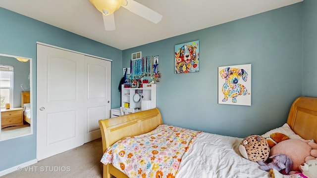 3756 Innesbrook Ct, Algonquin, IL 60102 - carpeted bedroom featuring a closet and ceiling fan